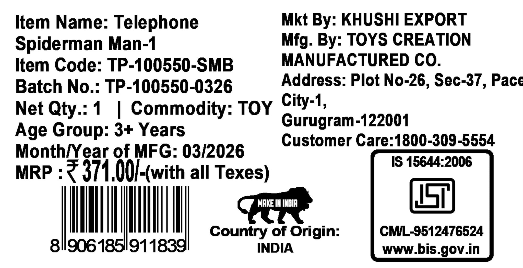 Kriiddaank Spiderman Talking Telephone Toy for Kids