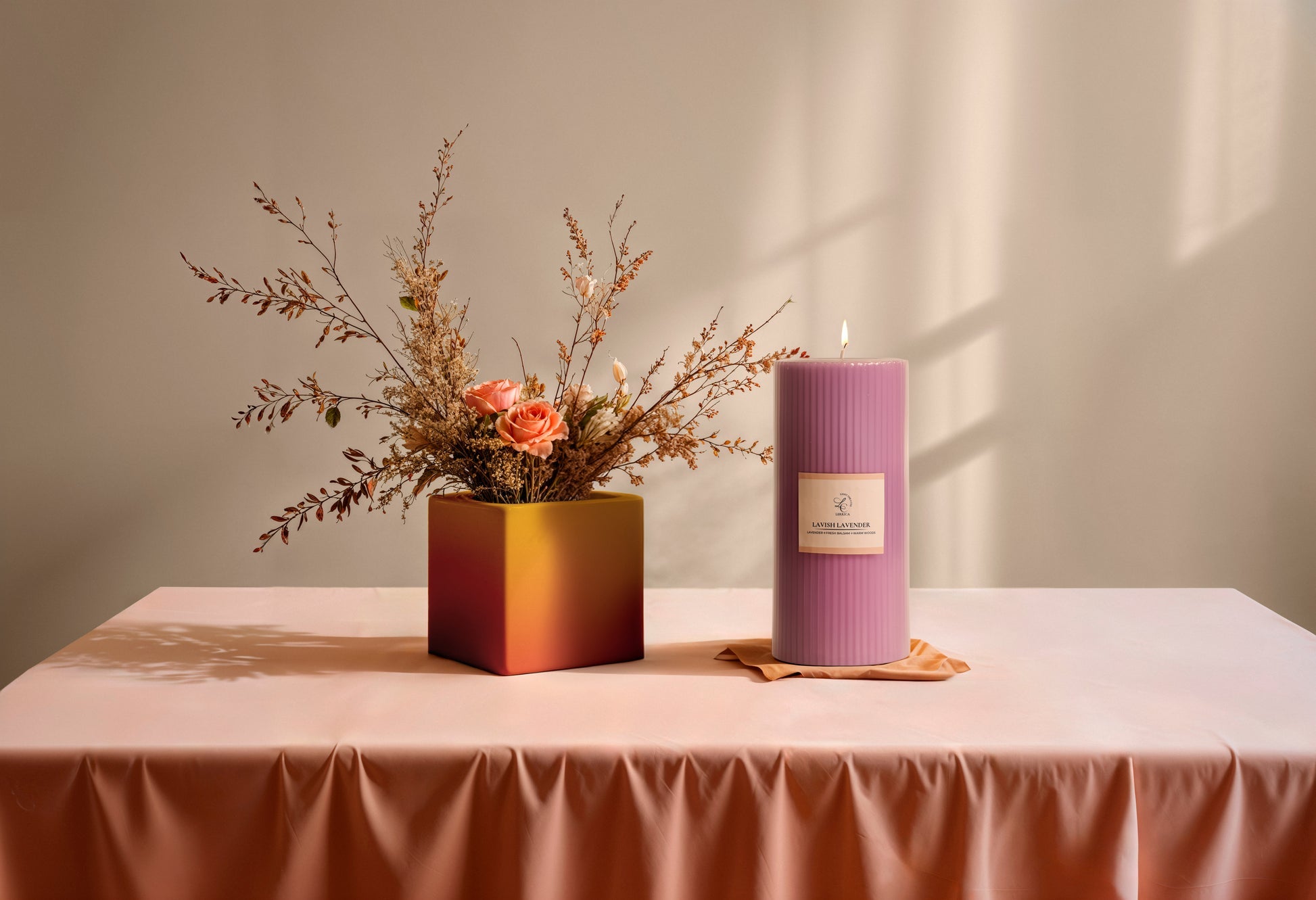 Lerrica Sculpted Fragrance Pillar Candle - 250GM