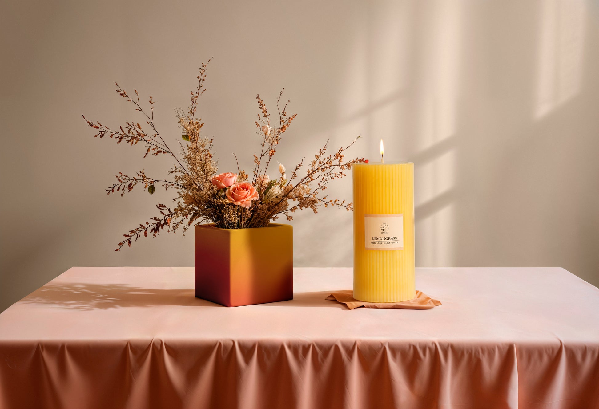 Lerrica Sculpted Fragrance Pillar Candle - 250GM