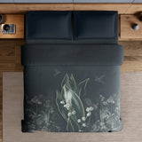 Spaces Elegance Noir 100% Cotton Double Quilt, 210TC, Floral, Dark Teal