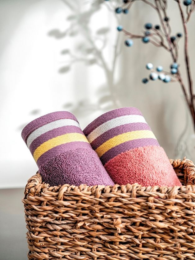 Decor Zest Lilac Clay Hand Towel Orange & Purple 40 cm x 60 cm