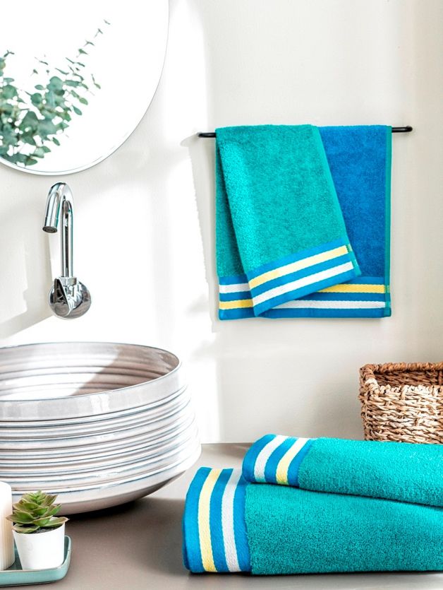 Decor Zest Imperial Tile Hand Towel Blue 40cm x 60cm