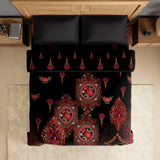 Spaces Rangana Digital 100% Cotton Double Quilt, 300 TC, Floral, Red