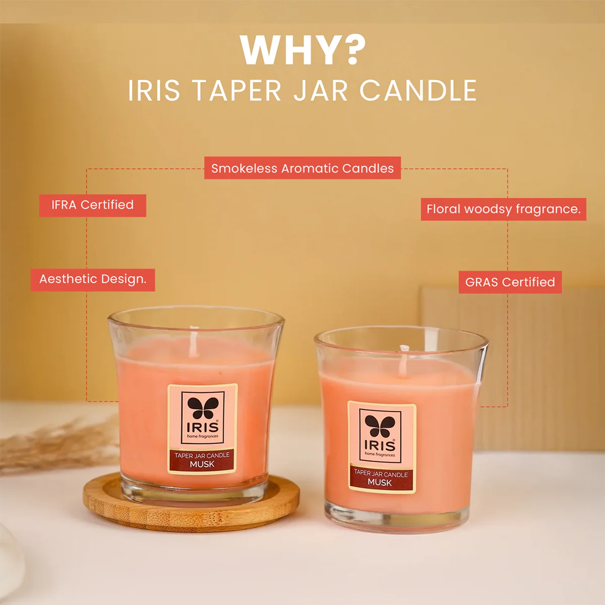 IRIS Musk Elixir Taper Jar Candle 110GM