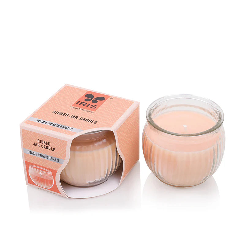IRIS Ribbed Jar candle - Peach Pomegranate 110GM