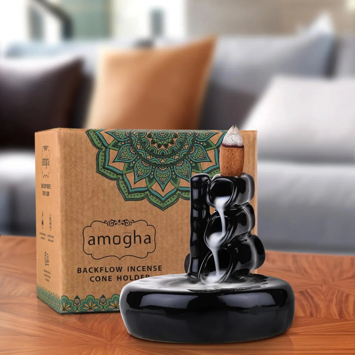 IRIS Amogha Backflow Incense Cone Holder - Bamboo