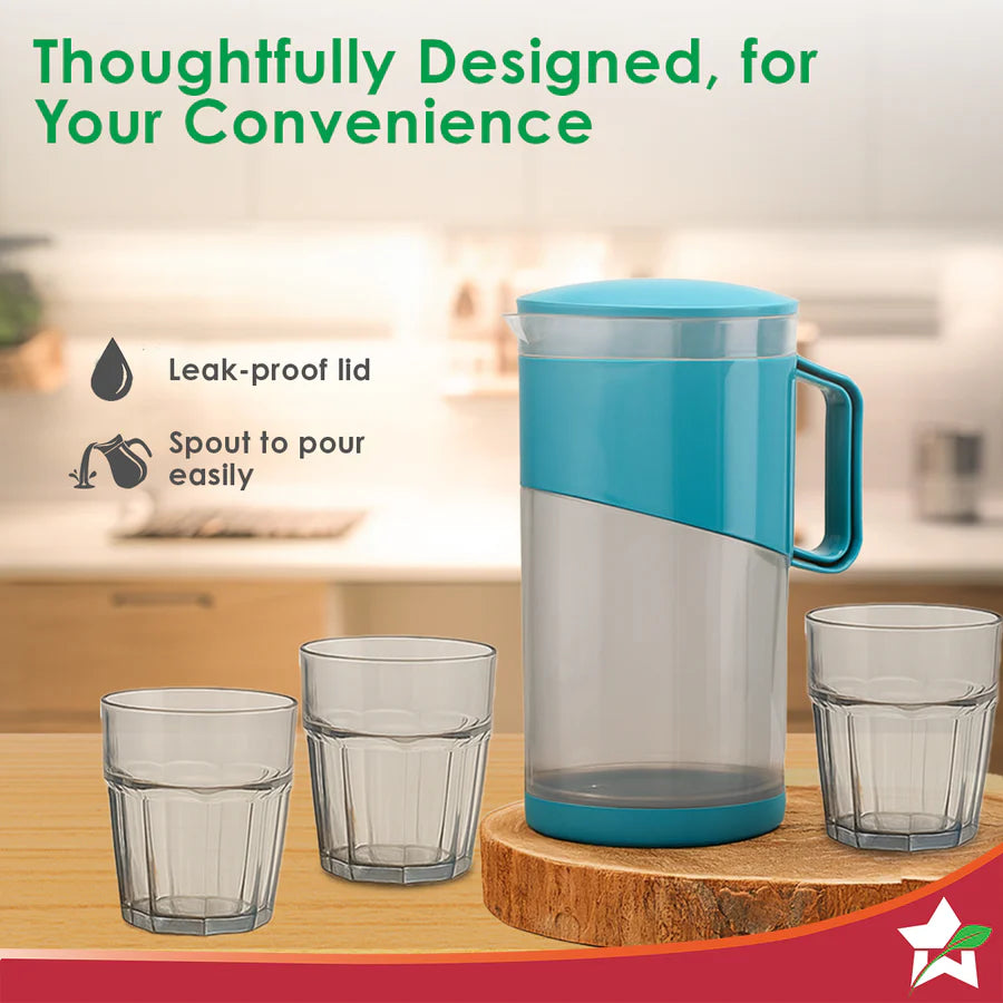 Wonderchef Ambrosia Water Jug and Glass set of 5pc,1.8L