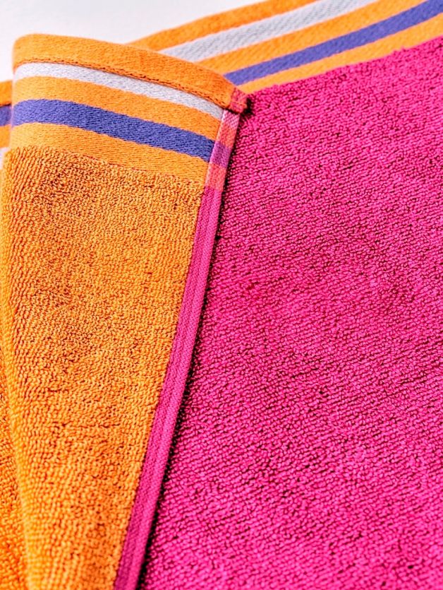 Decor Zest Sunshine Rose Bath Towel Pink & Yellow  75cm x 1.5m