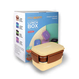 Probott Double Decker  Stainless Steel Lunch Box Beige & Brown 1300ml