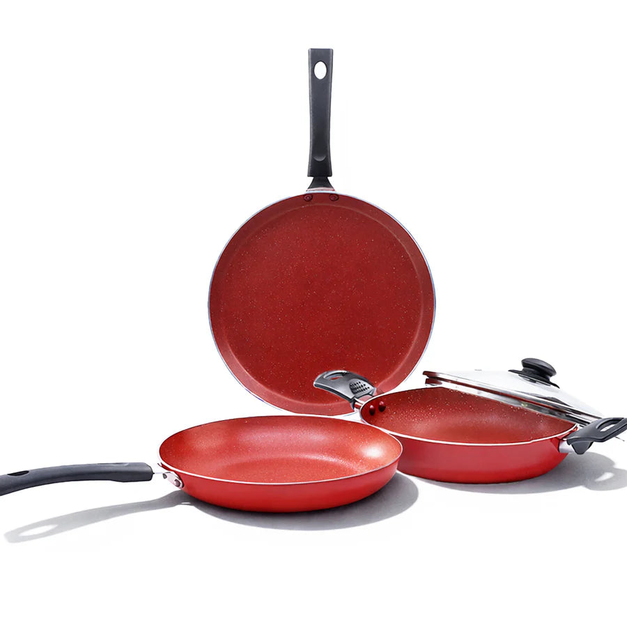 Wonderchef Valencia Non-stick Cookware Set - Red