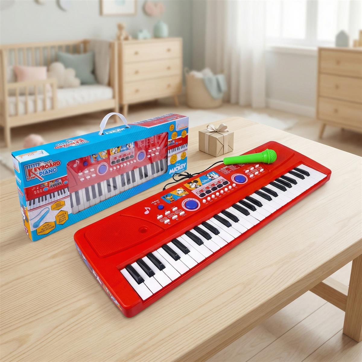 Kriiddaank Mickey Theme Kids Keyboard Piano with Microphone - 37 Keys