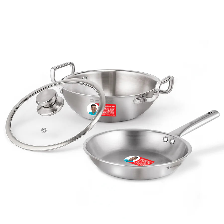 Wonderchef Stella Triply Stainless Steel Cookware Set | 3 Pcs. 22m