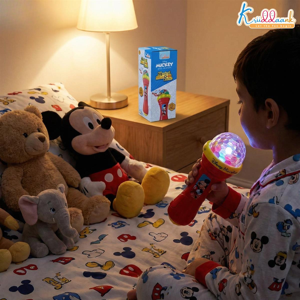 Disney Mickey Kriiddaank Mouse Theme Musical Microphone Karaoke Toy for Kids with Disco Projection Lights & Music
