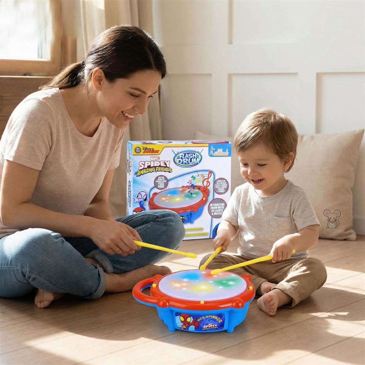 Kriiddaank Hasbro Peppa Pig Theme Flash Drum Musical Toy with 3D LED Lights