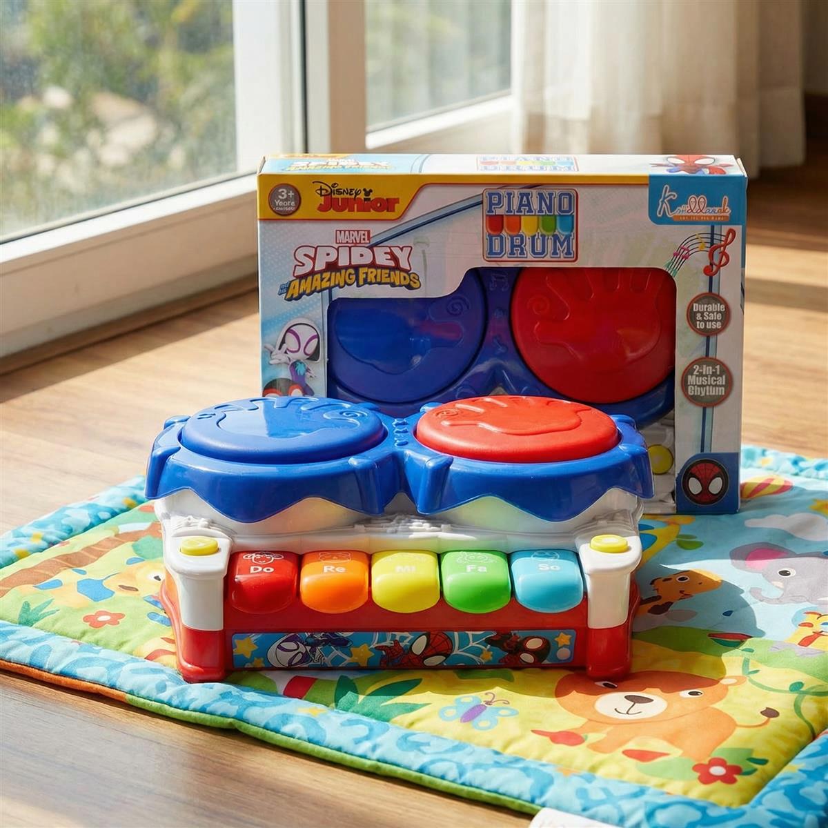 Kriiddaank Spiderman Theme 2-in-1 Drum and Piano Music Toy for Kids