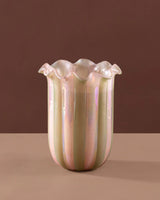 Doft Zen Lotus - Flower Cut Cylinder Candle | Olive Green & Pink | Peony Promise