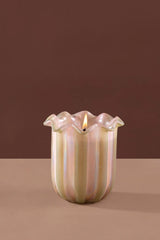 Doft Zen Lotus - Flower Cut Cylinder Candle | Olive Green & Pink | Peony Promise