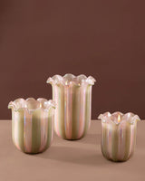 Doft Zen Lotus - Flower Cut Cylinder Candle | Olive Green & Pink | Peony Promise
