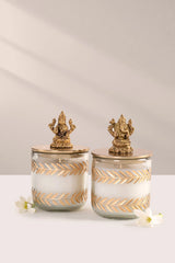 Doft Divine Essence - Lid Jar Candle | Ganesh Ji & Laxmi Ji | Opulent Oud | Set Of 2