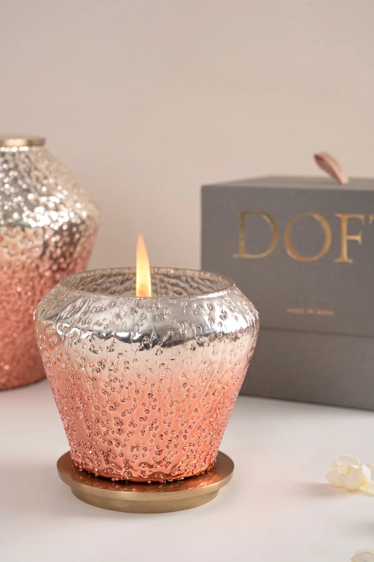 Doft Shimmer Crinkle - Lid Jar Candle | Rose Gold | Tropical Orchard Small