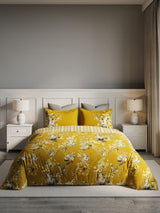 Decor Floral Bliss Ceylon Yellow Primary Double Bed Sheet Set