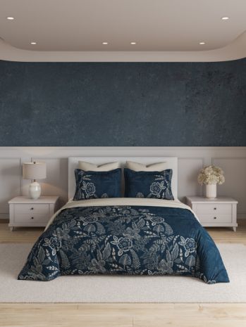 Decor Elegancia Navy Esteem Double Bed Sheet Set