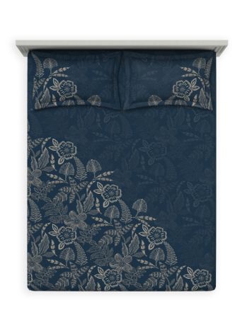 Decor Elegancia Navy Esteem Double Bed Sheet Set