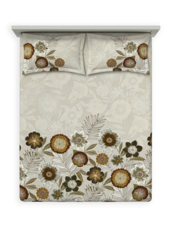Decor Modern Bloom Toasted Coconut Elemental Double Bed Sheet Set