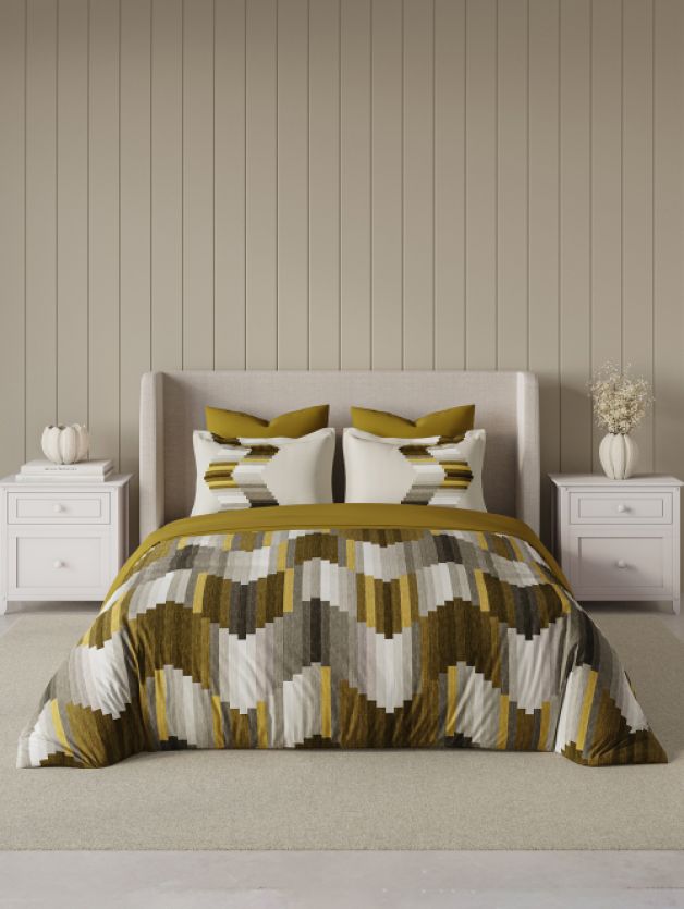 Decor Grid Mustard Elemental Double Bed Sheet Set