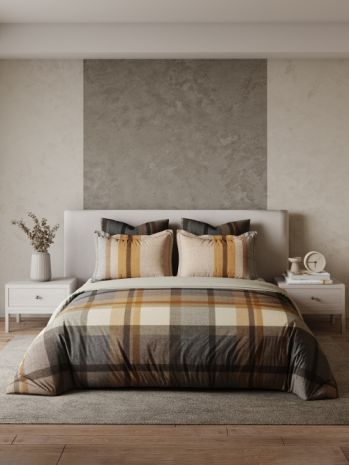 Decor Checkmate Apple Cinnamon Orion Double Bed Sheet Set