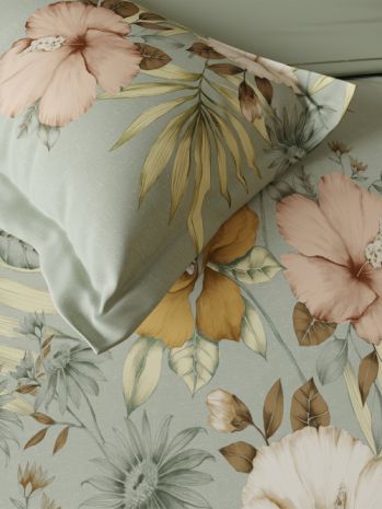Decor Floral Valley Fog Green Orion Double Bed Sheet Set