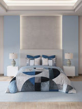 Decor Arcadia Metallic Blue Platinum Double Bed Sheet Set
