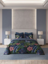 Decor Midnight Bloom Indigo Platinum Double Bed Sheet Set