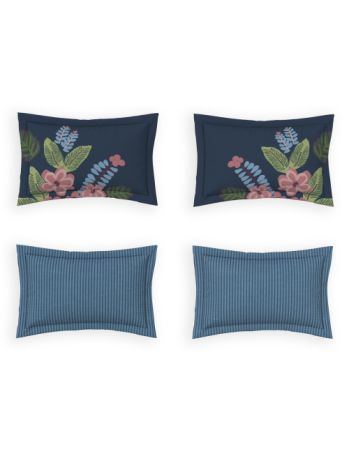 Decor Midnight Bloom Indigo Platinum Double Bed Sheet Set