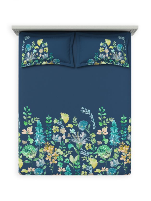 Decor Camellia Galaxy Blue Double Bed Sheet Set