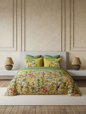 Decor Camellia Misted Yellow Primary Double Bed Sheet Set