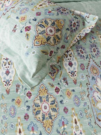 Decor Ethnic Edit Mint Green Primary Double Bed Sheet Set