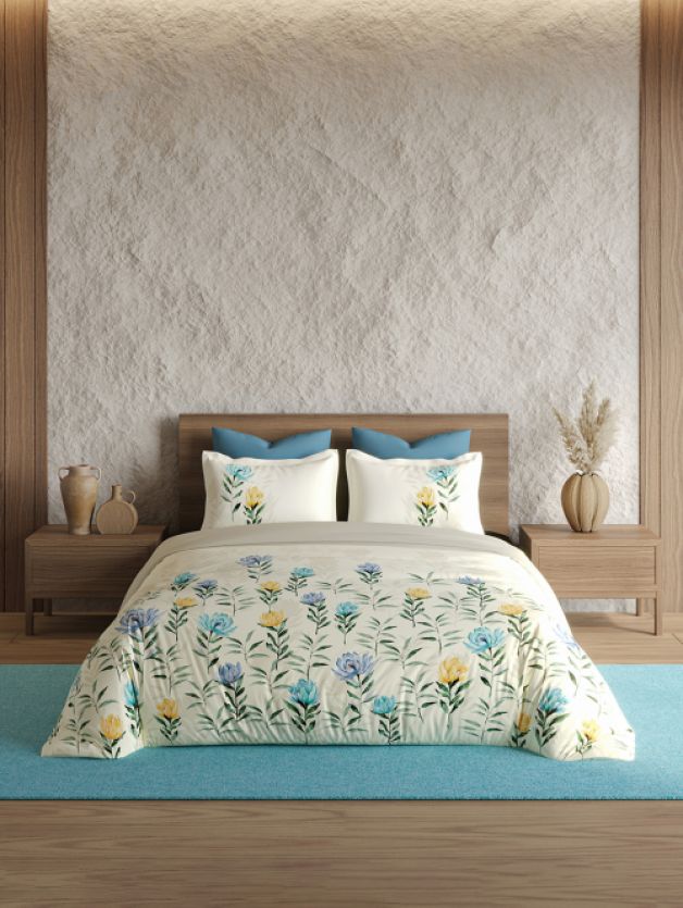 Decor Bloom Drift Blue Bell Double Bed Sheet Set