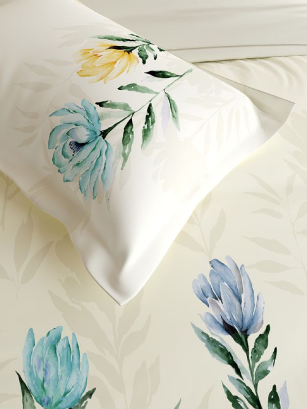 Decor Bloom Drift Blue Bell Double Bed Sheet Set