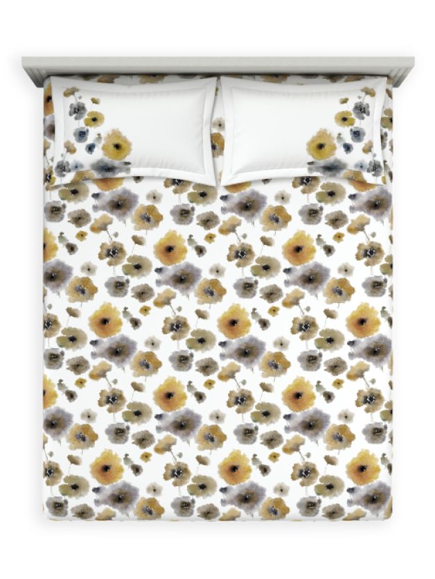 Decor Garden Spot Mustard Gold Double Bed Sheet Set