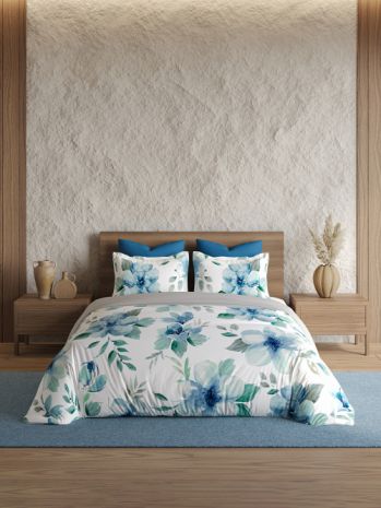 Decor Floral Veil Blue Topaz Radiance Double Bed Sheet Set