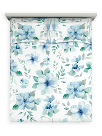 Decor Floral Veil Blue Topaz Radiance Double Bed Sheet Set