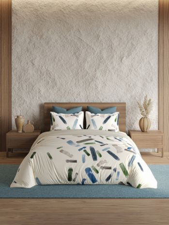 Decor Stroke Play Misty Blue Radiance Double Bed Sheet Set