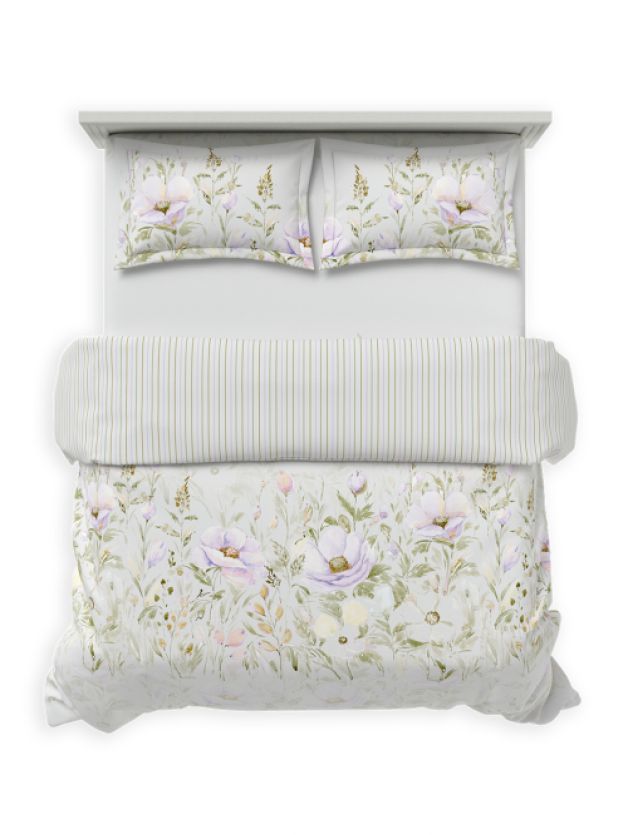 Decor Bloom Valley Orchid Petal Double Bed In a Beg