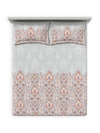 Decor Ethnic Edit Silver Primary King Fitted Sheet Set