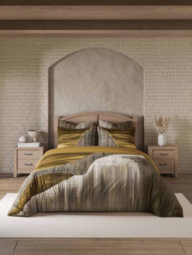 Decor Aurel Mustard Riverdale Double Bed Sheet Set