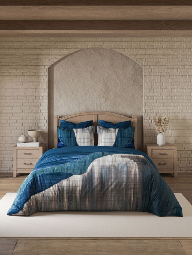 Decor Luxion Dark Blue Double Bed Sheet Set