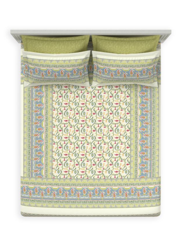 Decor Mridu Jaal Lentil-sprout Double Bed Sheet Set