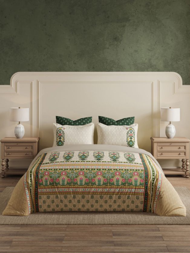 Decor Kusumit Olive Branch Jamdani Double Bed Sheet Set