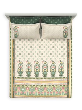Decor Kusumit Olive Branch Jamdani Double Bed Sheet Set